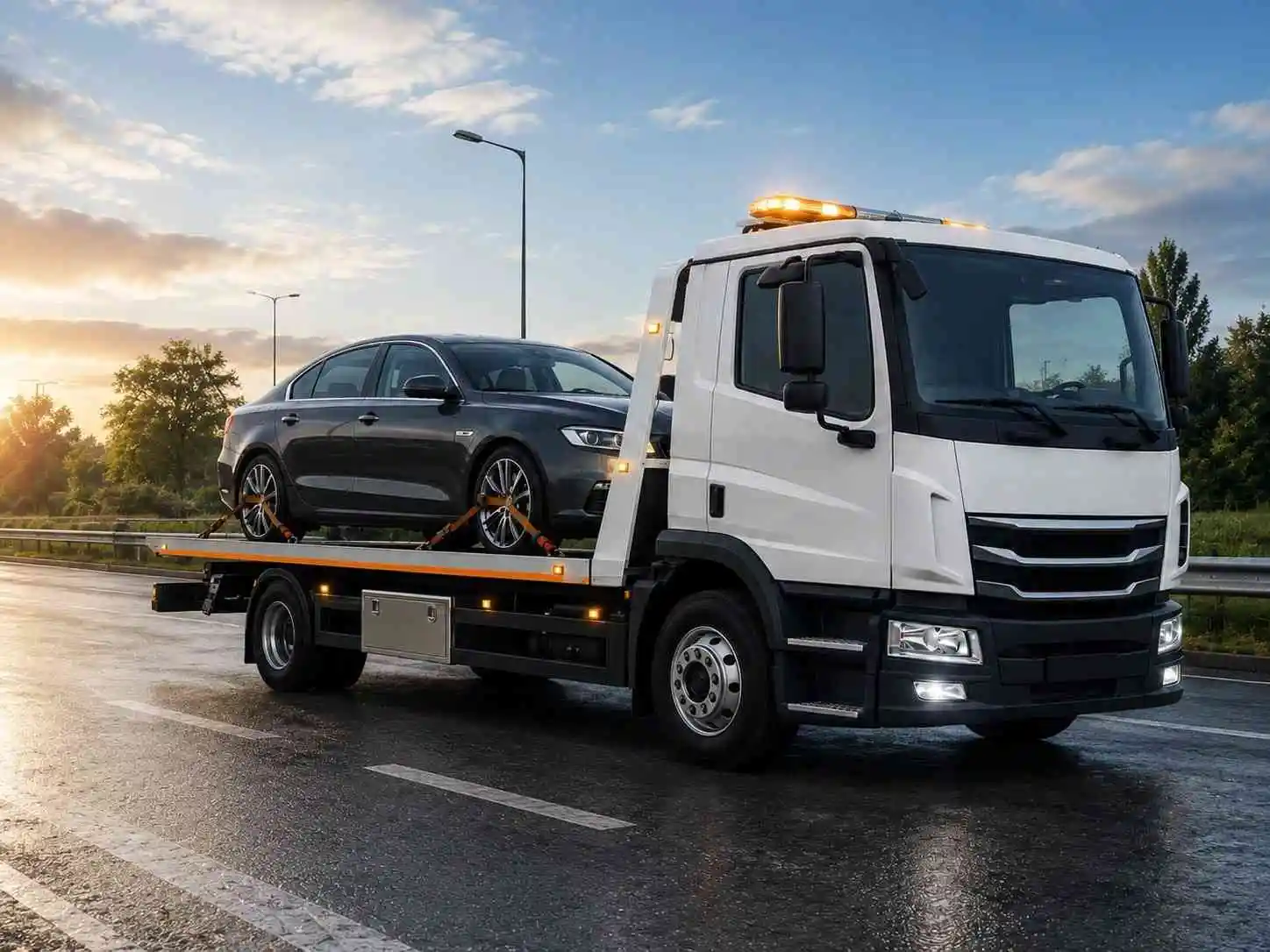 SureWay recovery truck shown in the homepage hero section